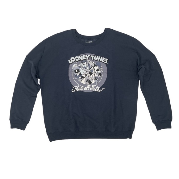 NWT Looney Tunes Blue Road Runner “That’s All Folks” Sweatshirt Size 1X Women's - Picture 1 of 5